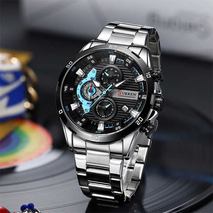 Curren 8402 Men’s Luxury Chronograph – Waterproof Stainless Steel Quartz Watch