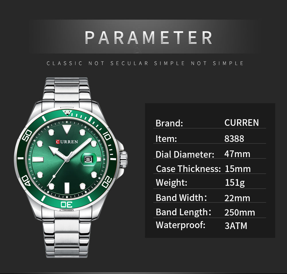 CURREN Men's Quartz Watch – Stainless Steel, Business Casual