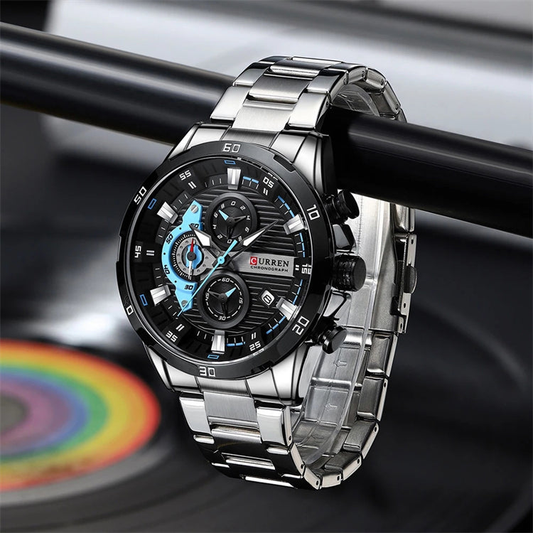 Curren 8402 Men’s Luxury Chronograph – Waterproof Stainless Steel Quartz Watch