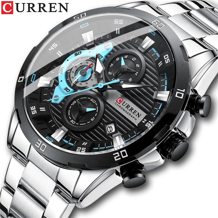 Curren 8402 Men’s Luxury Chronograph – Waterproof Stainless Steel Quartz Watch